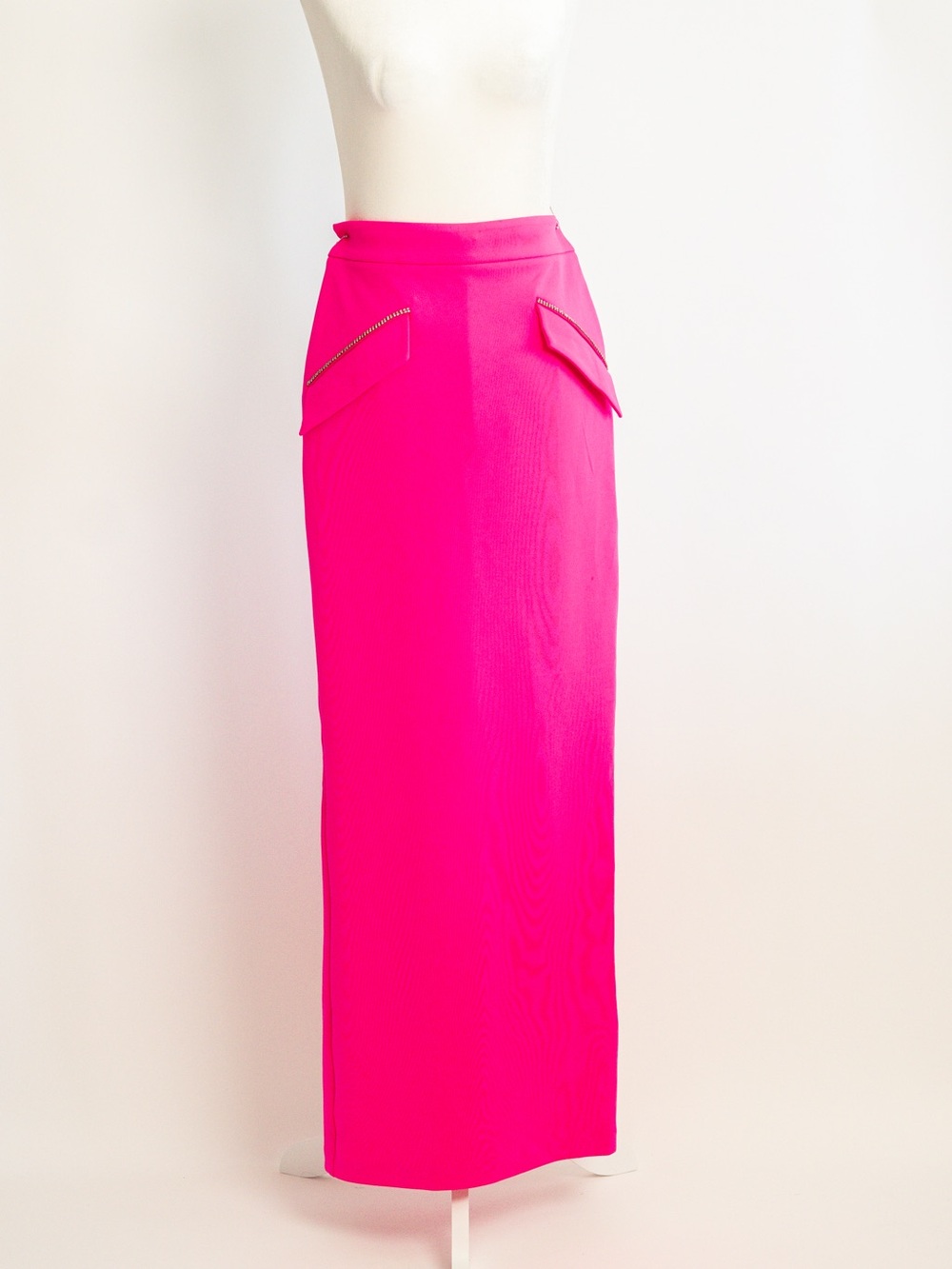 ASOS Bright Pink Maxi Pencil Skirt with Zip-Trim Pockets